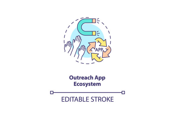 Outreach App Ecosystem Concept Icon for Graphics & Infographics